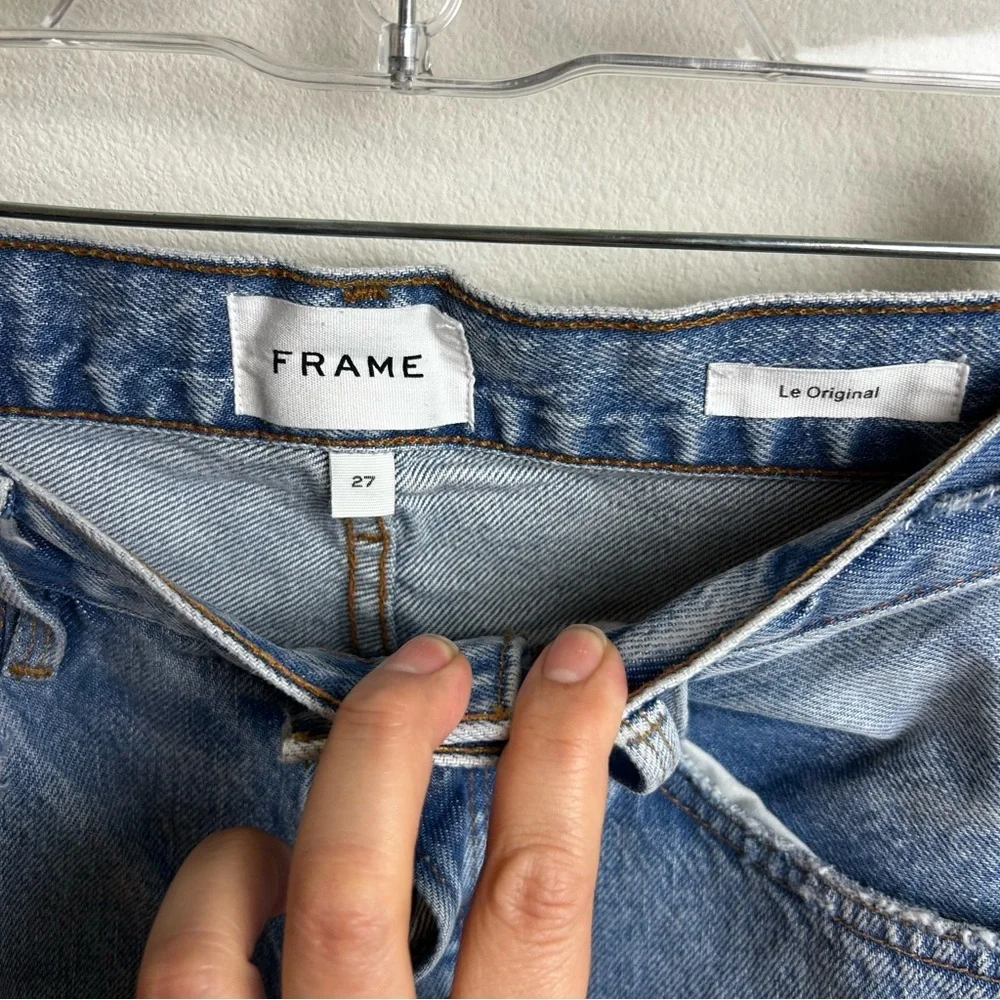 FRAME Le Original Cropped distressed high-rise straight leg jeans size: 27 - Picture 8 of 12